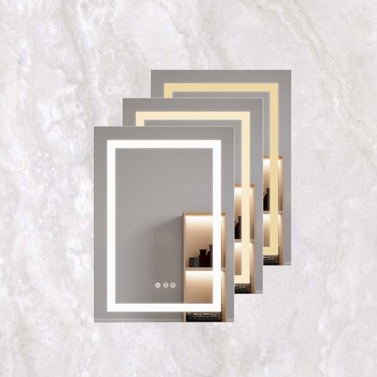 Bathroom Medicine Cabinet With LED Mirror, Anti-Fog, Waterproof, 3000K~6000K Single Door Lighted Bathroom Cabinet With Touch Swich