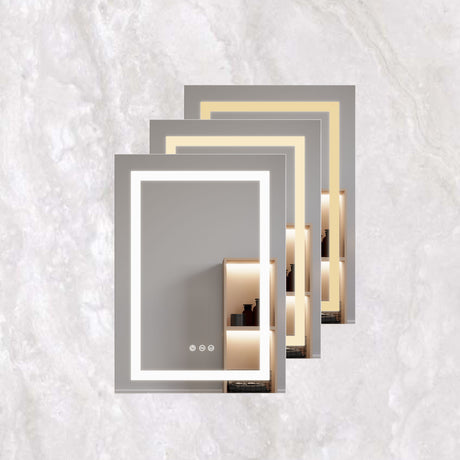 Bathroom Medicine Cabinet With LED Mirror, Anti-Fog, Waterproof, 3000K~6000K Single Door Lighted Bathroom Cabinet With Touch Swich