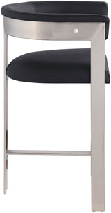 Romeo - Faux Leather Counter Stool With Silver Base (Set of 2)