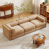 Stylish Chenille Sofa With Storage Seat And Cylindrical Backrest