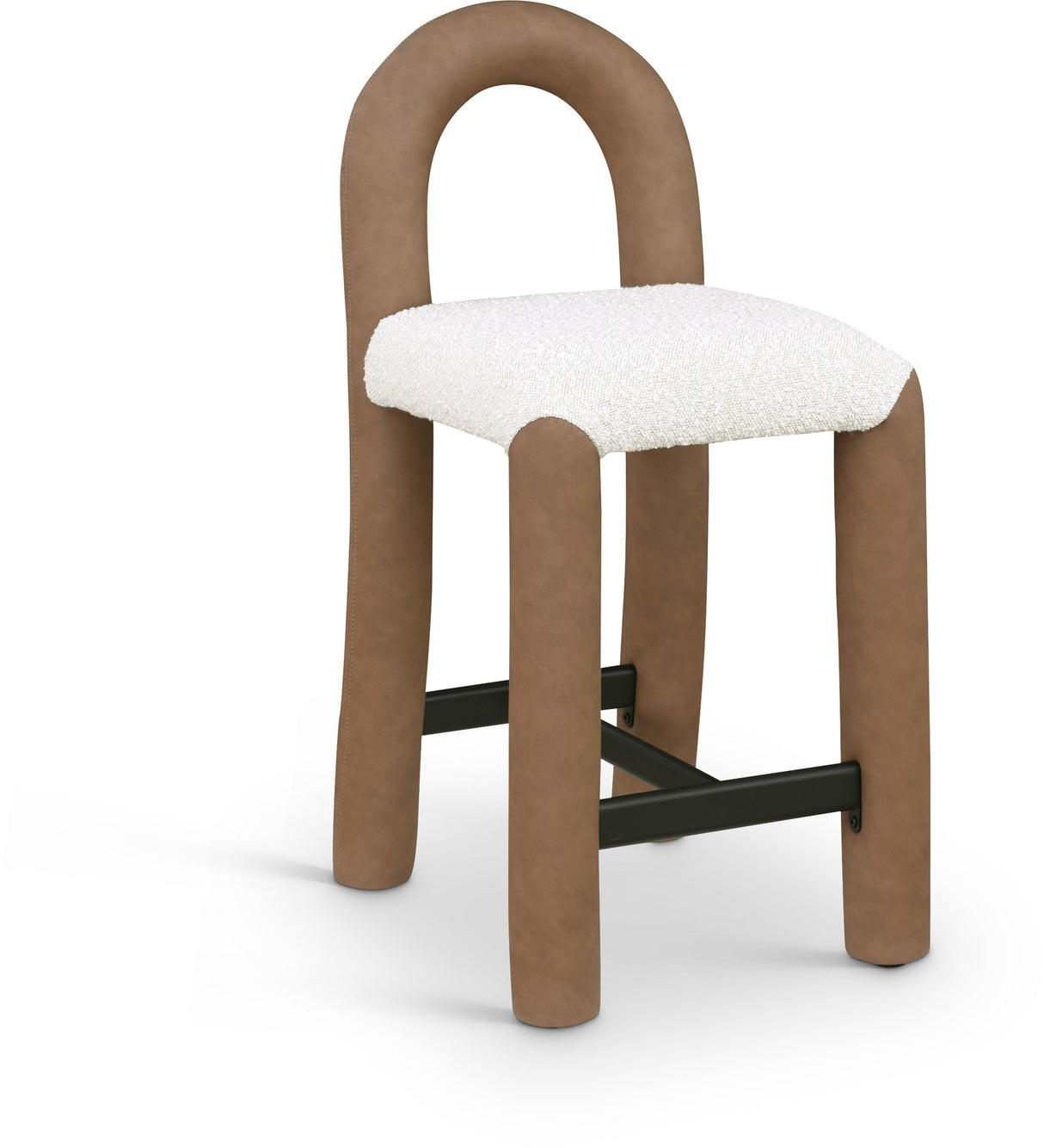 Amari - Vegan Leather and Boucle Fabric Stool