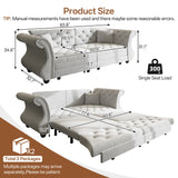 Oversized Chesterfield Pull Out Sofa Bed, Roll Arm Couch With Flower Tufting For Living Room