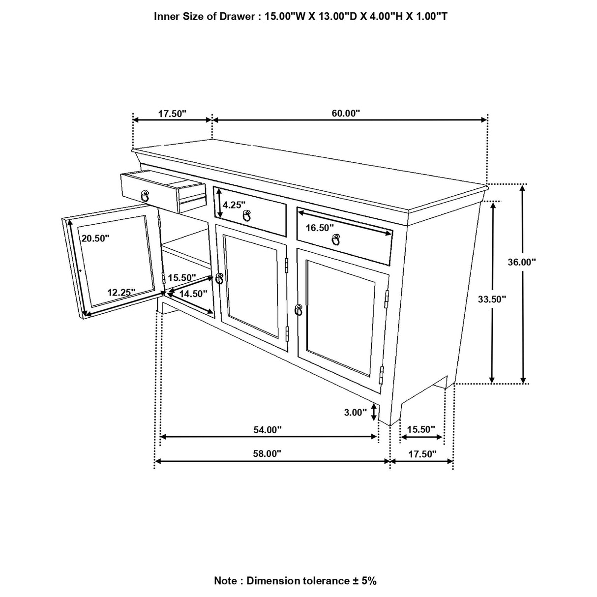 Mankato - 3 Drawer Accent Cabinet With 3 Doors - Wood