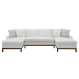 Valiant - Sectional Sofa With 4 Pillows - Ivory Chenille