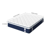 Rresta Hotel Collection - 12" Medium Firm Hybrid Mattress With 5 Zone Support For Back & Hip Relief, Fiber Free, Certipur Us Certified