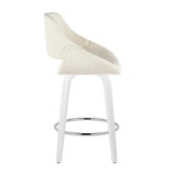 Cinch - Contemporary Fixed-Height Swivel Counter Stool (Set of 2) - White Wood And Chrome