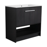 Modern Bathroom Vanity With Ceramic Sink, Freestanding Cabinet, Soft Closing Doors