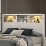 Bed With Built In LED Lights And Open Shelves