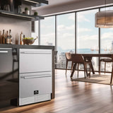 Forno Alta Qualita Como FDROD161124S 24 Inch Indoor/Outdoor Built-In Undercounter Drawer Refrigerator with 4.87 cu. ft. Capacity, Multi Air Flow System, Electrical Temperature Control, LED Lights and Sabbath Mode