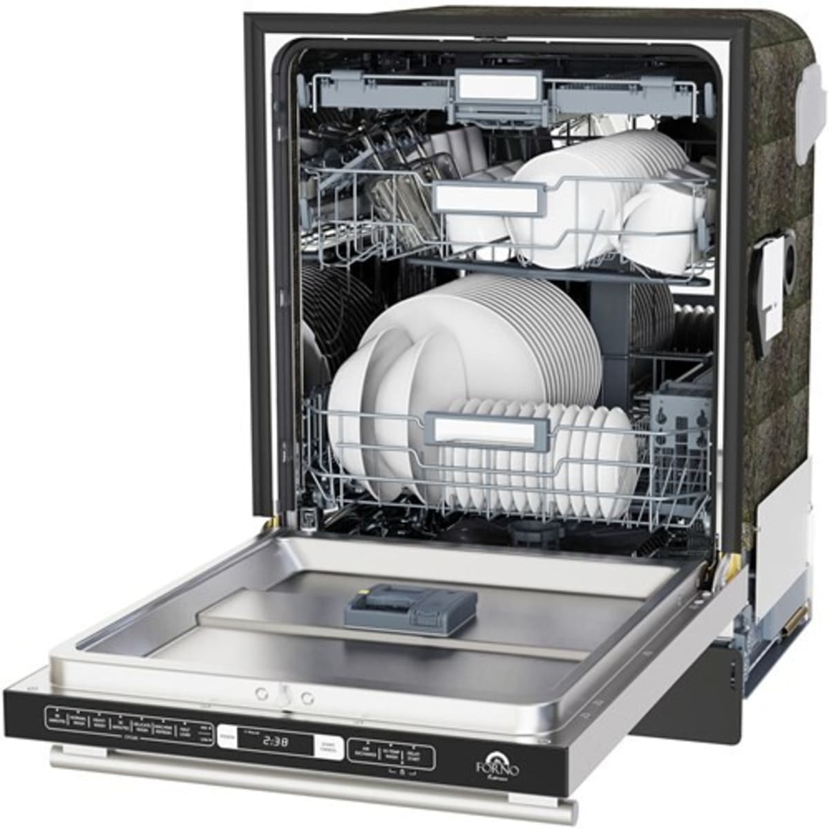 Forno Espresso Romano FDWBI803524S 24 Inch Fully Integrated Built-In Dishwasher with 14 Place Setting Capacity, 7 Wash Cycles, 52 dBA, Leak Protection and ENERGY STAR® Certified: Stainless Steel