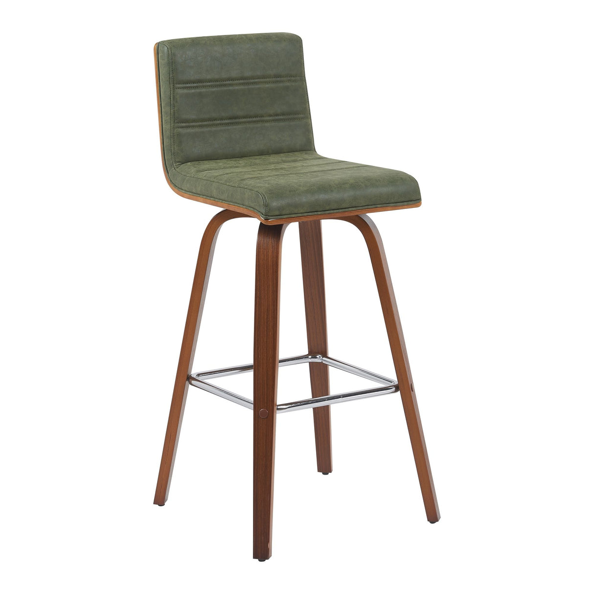 Vienna - Modern Swivel Bar Height Stool - Walnut Finished Wood Frame