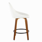 Diana - 26" Fixed-Height Counter Stool With Swivel And Round Black Metal Footrest (Set of 2) - Walnut Wood