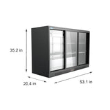 53 in. Three-Door Back Bar Refrigerator - 11.3 Cu Ft. BC-3DSL-BK