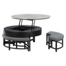 Rounded Storage Coffee Table With 3 Stools