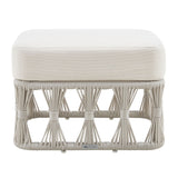 Breeze - Cream Metal Outdoor Ottoman With Cushions - Pearl