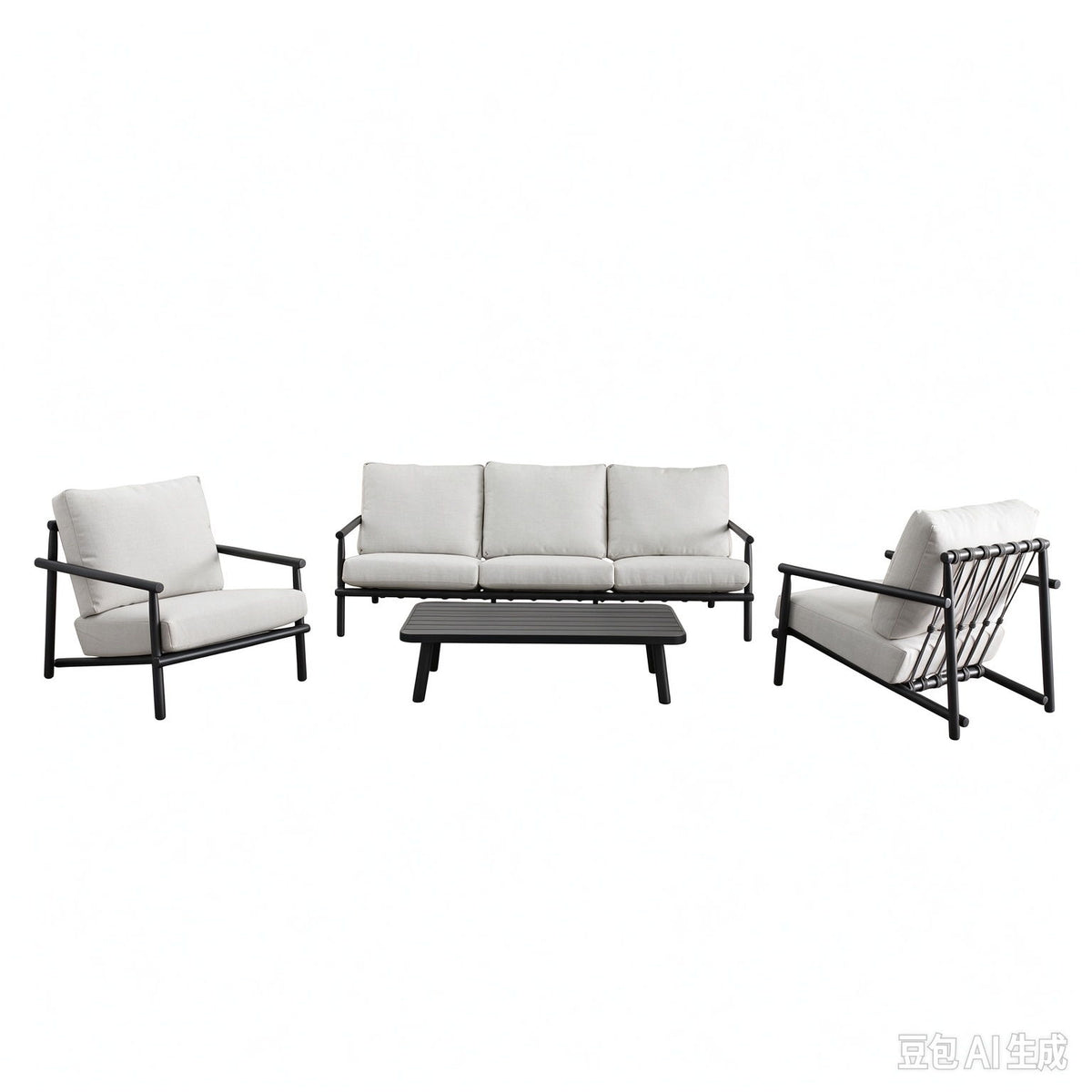 Aurelia - 4 Pieces Set - Carbon Gray / Cream Beige