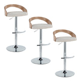 Grotto - Adjustable Barstool - Chrome Metal, Whitewashed Wood