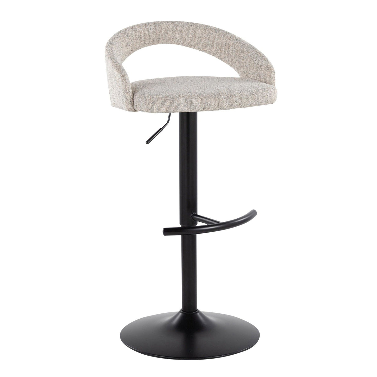 Grotto - Upholstered Adjustable Barstool - Black Metal Base