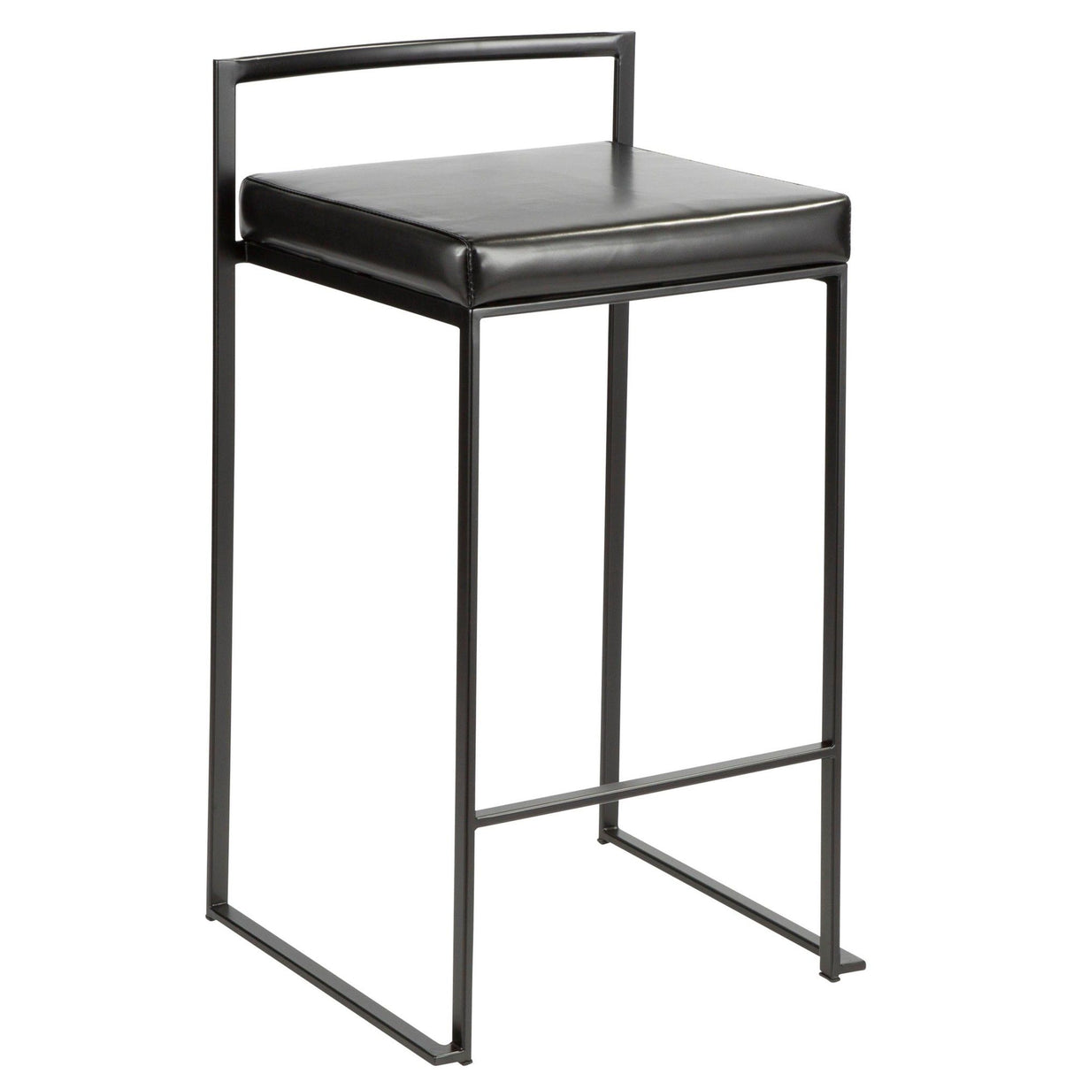 Fuji - Stackable Counter Stool With Cushion - Black Metal