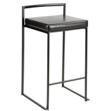 Fuji - Stackable Counter Stool With Cushion - Black Metal