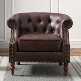 Ophelia - Button Tufted Accent Chair - Brown