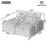 Convertible Loveseat Sofa With Storage, USB Ports, Cup Holders - Black