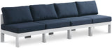 Nizuc - Outdoor Patio 4 Seat Armless Modular Sofa With White Frame