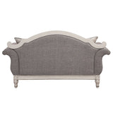 Florian - Loveseat With 3 Pillows - Gray Fabric & Antique White