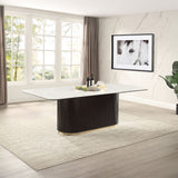 Clayten - Dining Table With Marble Top - White / Espresso