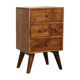 4 Drawer Multi Bedside Table - Chestnut
