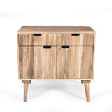Stylish Style 2 Drawer 2 Door Cabinet, Mango Wood - Natural