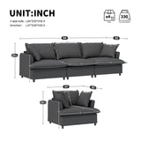 Living Room Set Modular Sectional Couch, Upholstered Sofa & Armchair & Movable Ottoman