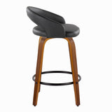 Grotto - 32.5" Upholstered Fixed-Height Counter Stool (Set of 2) - Walnut Wood Base