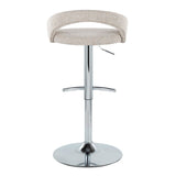 Grotto - Upholstered Adjustable Barstool - Chrome Metal Base