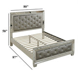 Glamorous Tufted Headboard Bed With Mirror Trim