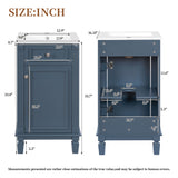 Bathroom Vanity With Sink, Freestanding Single Vanity Set, Soft-Closing Door, Adjustable Shelf - Blue