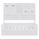 Daybed With All-In-One Cabinet And Shelf