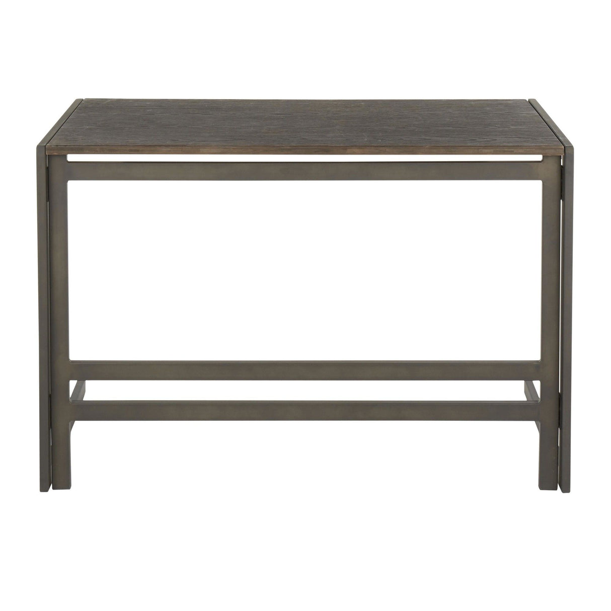 Roman - Office Desk Antique Metal And Espresso Wood - Pressed Grain Bamboo