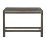 Roman - Office Desk Antique Metal And Espresso Wood - Pressed Grain Bamboo