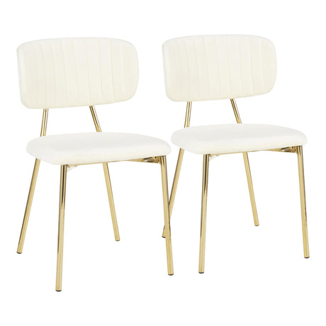 Bouton - Contemporary/Glam Chair (Set of 2) - Gold Metal Legs