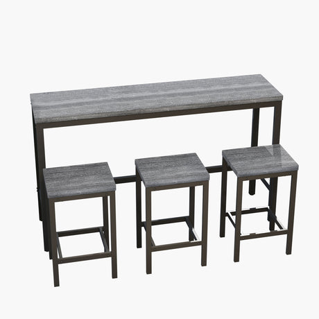 Modern Design Long Dining Table Set With 3 Stools