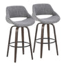 Fabrizzi - 30" Fixed-Height Barstool With Swivel And Round Black Metal Footrest (Set of 2) - Walnut Glazed Wood