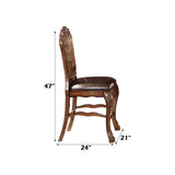 Dresden - Counter Height Chair (Set of 2) - Vintage Synthetic Leather Seat & Floral Fabric Back & Cherry Oak