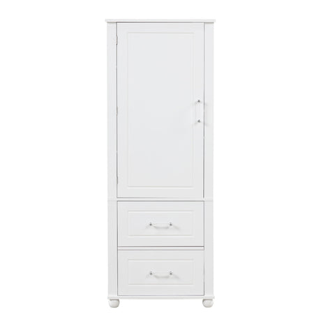 Tall Freestanding Bathroom Storage Cabinet With 2 Drawers And Adjustable Shelf