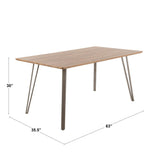 Sedona - Dining Table - Brushed Antique Metal, Dark Brown Wood