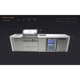 Mont Alpi Deluxe Series 10 Ft Propane Outdoor Kitchen Island w/ Side Burner & Beverage Center - MAi400-DBEV