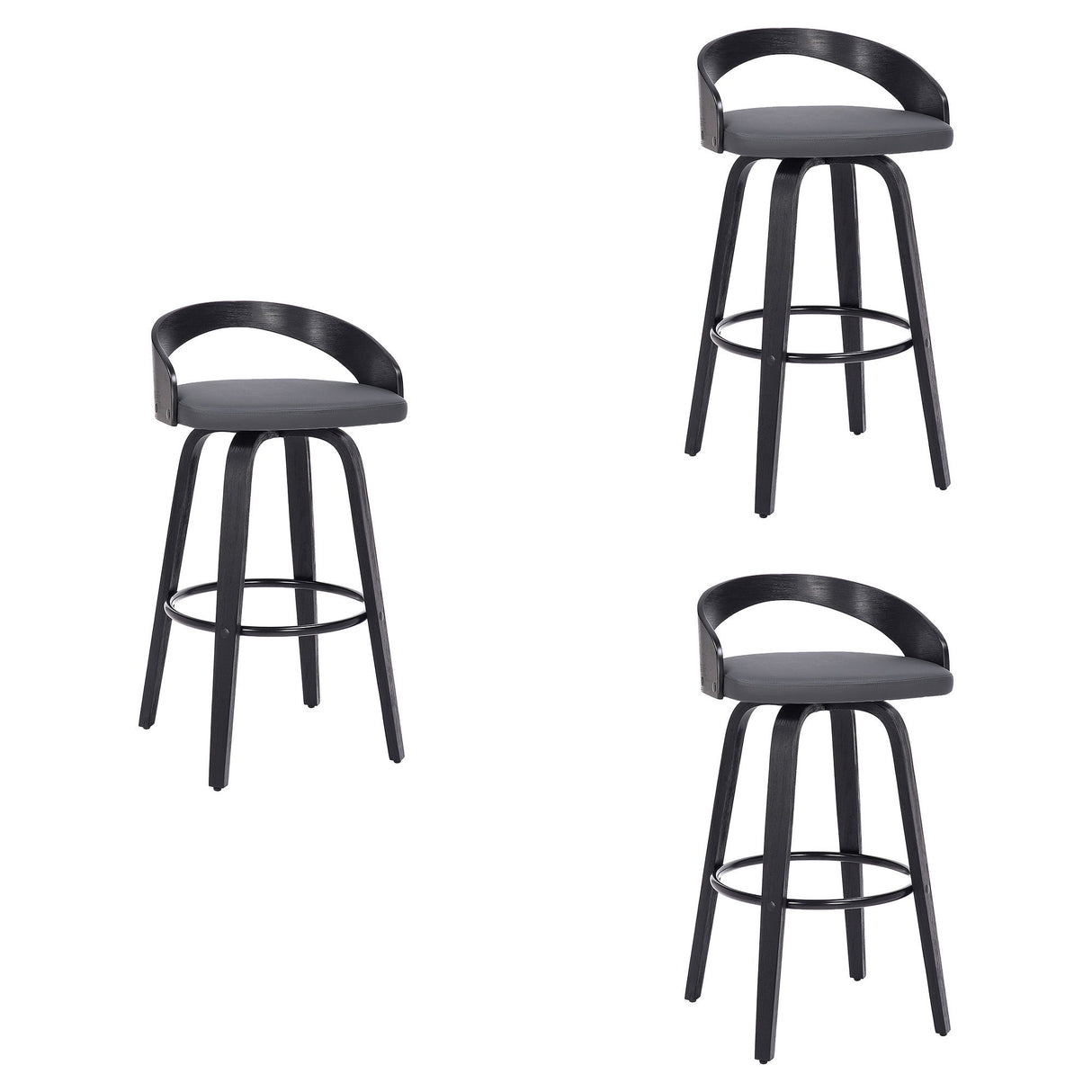 Sonia - 26" Counter Height Swivel Bar Stool - Black Wood