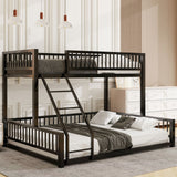 Bunk Bed Frame With Ladder And Safety Guardrails