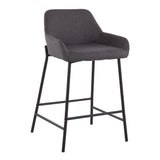 Daniella - Fixed-Height Counter Stool (Set of 2) - Black Metal And Charcoal Fabric