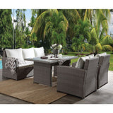 Tahan - 4 Piece Bistro Set - Fabric & Two Tone Gray Wicker